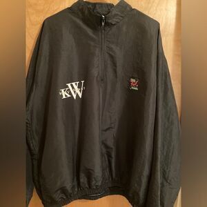 Vintage Surf Style Black Key West Lightweight Windbreaker Quarter Zip Jacket